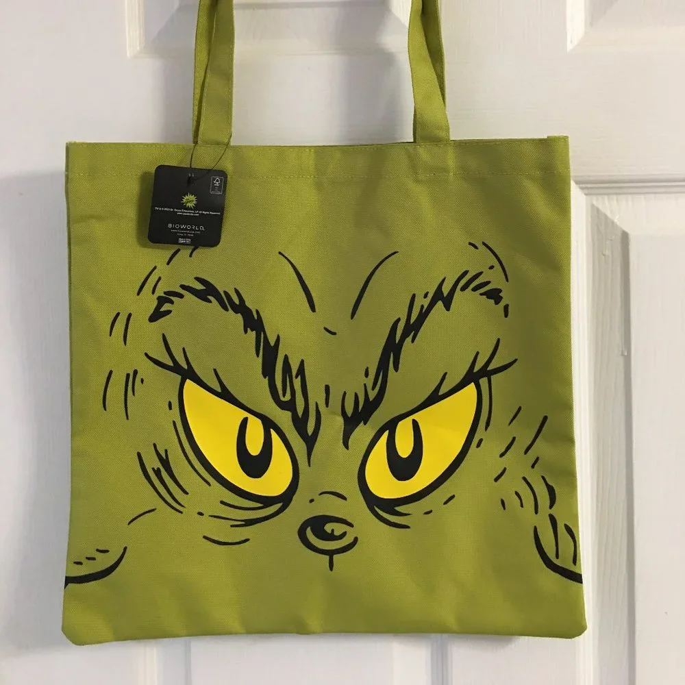 The Grinch 15x15 Green Tote Bag - Canvas NWT Gr1